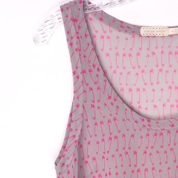 URBAN OUTFITTERS Lightweight Safety Pin Print Semi Sheer Casual Tank Top - Picture 4 of 6